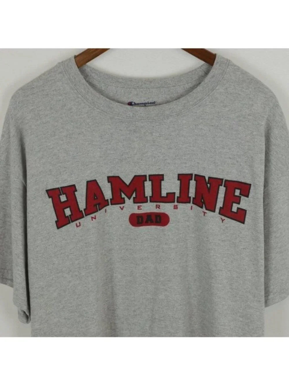 Champion Men's XL Gray Hamline University Dad Graphic Crew Neck Short Sleeve Tee - Picture 2 of 8